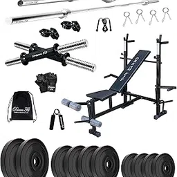 DREAM FIT PVC Home Gym Set - 50 Kg with 8in1 Gym Bench, 3 ft Curling Rod, 3 ft Straight Rod, 1 Pair Dumbbell rods and Gym Accessories (50kg)-picture-16
