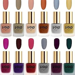 Volo Velvet Dull Matte Bold Colors Nail Polish Combo in Wholesale Rate(Light Peach, Sand Nude, Nude, Metallic Coral, Metallic Silver, Metallic Golden, Carrot Red 96 ml) Pack of 12-image-69