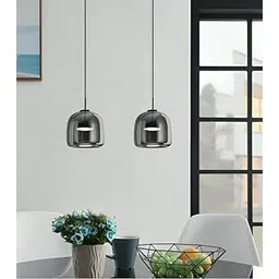 LED Gold-Finish Metal Smoke Glass Bedside Pendant Hanging Light, Ceiling Lamp Lighting Fixture, 3-in-1 Colors (Cool White, Warm White, Natural White)|Small-picture-18