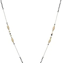 meira jewellery Stylish Gold-Plated Mangalsutra Necklace with AD Stone Studded Modern Pendant, Ethnic Traditional Black Beaded Contemporary Fashion Tanmani Chain Jewellery Gift for Women and Brides-17-picture-27