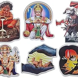 UNIq Panchmukhi Hanuman Vinyl Stickers � Bajrangbali Waterproof Stickers for Home Temple Car Bike Puja Room � Set of 6-picture-12