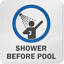 SmartSign 5.75 x 5.75 inch “Shower Before Pool” Adhesive Pool Marker with Graphic, 20 mil Laminated Vinyl with Anti-Skid Pebbled Surface, Black, Blue and White-picture-13