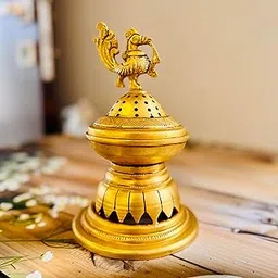 Nayi Naveli Incense Dhoop Loban Burner Heavy Brass Beautiful Hand Crafted Designs |Made in India (Design 2)-picture-26