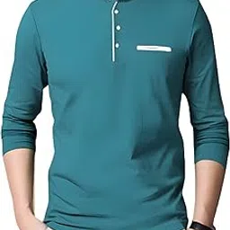 jangoboy Men's Cotton Blend Full Sleeve Henley Neck T-Shirt (Pack of 1)-picture-34