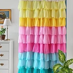 Nysarg Candy Crush Ruffle Curtain for Window and Door | Boho Style Frill Cotton Blend Curtain | Light Filtering | Single Curtain | for Living Room, Bedroom, Kids Room & Kitchen (5 feet, 60 * 42inch)-picture-30