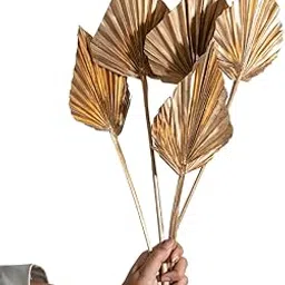 IDIKA Living Dried Spear Palm Leaves | Dried Palm |Set of 5 Sticks |Natural, Sturdy & Elegant | Perfect for Boho Home Decor, Floral Arrangements & DIY Crafts(Golden)-image-68