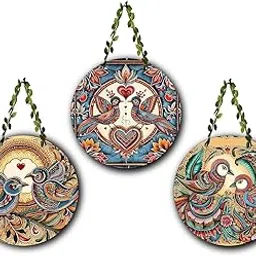 MD Arts Ethnic Love Bird Wall Hanging Set – Round Decorative Wall Plates for Home & Living Room Wall Hanging Decorative Items | Decor Items | MDA-Birds-Cir-(Set of 3)-image-41