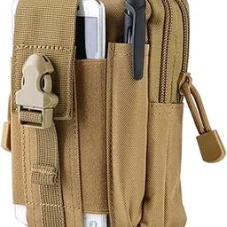 LAFILLETTE Tactical Waist Belt Bag | Universal Outdoor Military Wallet Pouch Phone Case Gadget Pocket for Sports Camping Hiking (Brown)-picture-10