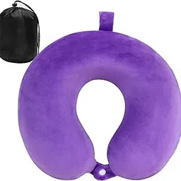 AVSHUB Neck Pillow for Traveling, Upgraded Travel Neck Pillow for Airplane 100 Percentage Pure Memory Foam Travel Pillow for Flight Headrest Sleep, Portable Plane Accessories (Purple)-picture-46