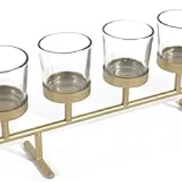 Fancy Palace 5-Cup Brass Tea Light Candle Holder – Golden Metal Centerpiece for Home Décor, Dining Table, Festivals & Gifting (45 x 13 cm)-image-50