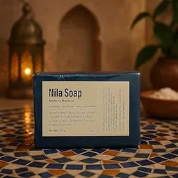 Moroccan Nila Soap – Brightening Body Soap Bar | Natural Indigo Powder Hammam Skincare | Deep Cleansing, Exfoliating & Glow Enhancing Bath Soap for Women & Men | 100% Natural, Sourced from Morocco made with Pure Nila, Shea Butter and Coconut Oil-image-3