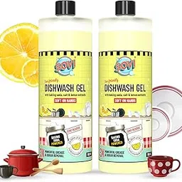 SOVI Dishwash Liquid, Removes Tough Grease & Odour, No Harmful Residue, Antibacterial, Child Safe, Pet Safe, with Baking Soda, Salt & Lemon Extract, Lemon Juicy, 950 ml (Pack of 2)-image-10