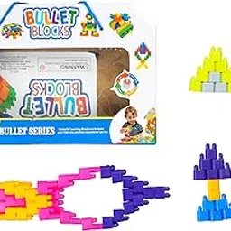 Fun Classic Pack of 200 Bullet Shape Educational Building Blocks for Kids, (Multicolor)-picture-28