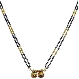 padmavathi enterprises Maharashtrian Vati Mangalsutra, 12 Inches, Gold Plated Double Line Chain, Black Beads-picture-12