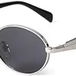 gainx Fashionable Retro Oval Sunglasses for Women & Men | Trendy, Stylish & Classic 90s Vintage Style | UV400 Protection & Durable Metal Frame(Golden-Black)-picture-11