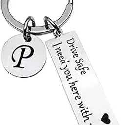 Myura Wels Drive Safe Keychain 26 Letters (A-Z) Keychain Gifts for Boyfriend Couple Husband Dad Birthday Christmas Valentines Day Gift-picture-34