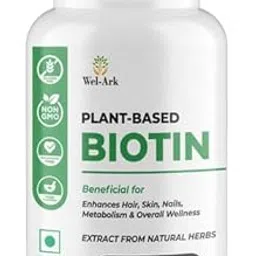 Wel-Ark Plant-Based Biotin Supplement Natural Herb Extract for Healthy Hair, Glowing Skin, Strong Nails & Metabolism Support Non-GMO, Vegan, 60 Tablets Herbal Wellness Formula-picture-21