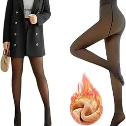 wklouyhe Women Fake Translucent Warm Fleece Lined Tights, Winter Thick Pantyhose Slim Stretchy Leggings_Pack Of 01-picture-18