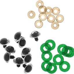 Merishopp 10pcs PP Safety Toy Eyes + Glitter Nonwovens + Washer 18mm Green-picture-15