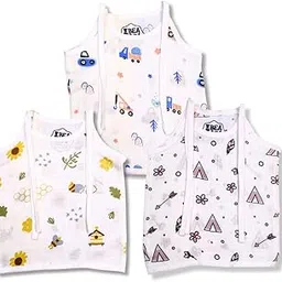 BEALUV Newborn Baby's Super Soft Cotton Printed Muslin Jhabla for Baby |0-6 Month |Muslin Jabla-image-0