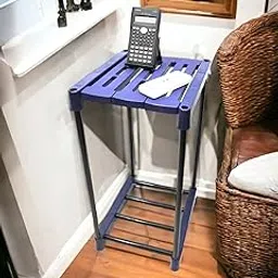 Novatic Multipurpose Adjustable Plastic Shelf 3 - Tier Trolley Coffee Table/Tea Table/Teapoy for Home/Living Room/Office & Outdoor. Utility Display Rack Garage Shelves Side Table - Navy Blue-image-2