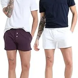 a & a Wine and White Organic Cotton Short Boxer for Mens - Pack of 2-picture-28