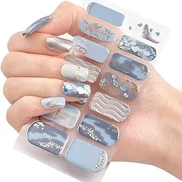 3D Nails Stickers for Women, Girls, Female & Kids Waterproof Nail Art Glittery Luxury Extension Peel Off Self-Adhesive DIY Nails Stickers 14 Tips DQ3-19-picture-28