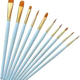 VINTAGER Professional AST Paint Brushes 10 Pcs Set Nylon Hair Cate Handle Paintbrushes, Acrylic Oil Watercolor Gouache Nail Body Face Miniature | Art Supplies Gift for Children Adults Beginners-picture-37