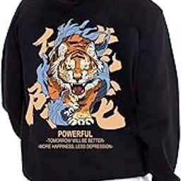 Scott Fincher Mens Black Color Graphic Printed Hooded Sweatshirt - Tiger Print Hoodie-picture-44
