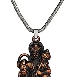 Hindu Lord Bajrangbali Hanuman idol Monkey God of Devotion Locket With Link Chain Silver Zinc Metal Pendant Necklace For Men And Women-image-52