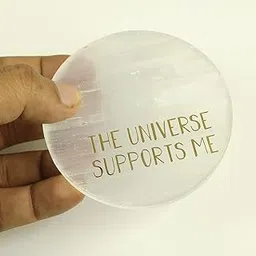 Reiki Crystal Products Natural Selenite Charging Plate Coaster with The Universe Symbol Size Size 7.6 cm (3 inch)-picture-19