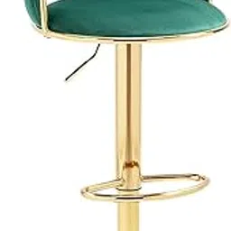 PAUL SONS Hospitality Bar Stools, with Chrome Footrest and Base Swivel Height Adjustable Mechanical Lifting Velvet and Golden Leg Simple Bar Stool Green Color (Pack of 1Pc)-image-14
