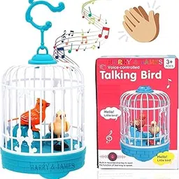 HARRY & JAMES® Talking Bird Toy Dancing Bird Toys Recording Repeat What You Said Singing & Chirping in The Bird Cage Playing Home Decor Talking Bird Toy for Kids,Boys,Girls,Childrens (Multicolor)-image-3