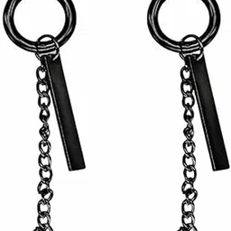 vien Jewelry Christmas Long stick With Long Chain Earring Men Women Stainless Steel Hoop Earring silver-picture-26