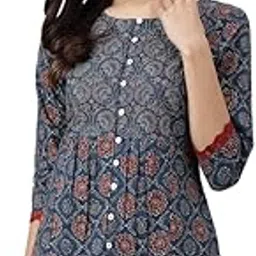 meesan Women's Casual Ethnic 3/4 Sleeve Printed Tunic-picture-18