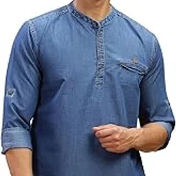 kuons avenue Men's Tailored Fit Denim Short Kurta-picture-20