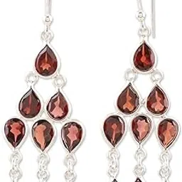silver tree 925 sterling Silvertree925 Modern Real Garnet Earrings in PURE Sterling Silver for Girls and Women (ST1581)-picture-56