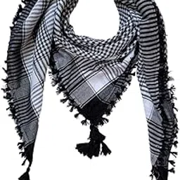 abzura Cotton Blend Square Scarf, Checkered Pattern with Tassels for Men & Women | Shemag Scarf | Keffiyeh | 48x48 Inch-picture-52