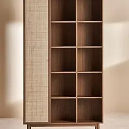 Woodbees Solid Wood Sideboard Cabinet Living Room | Storage for Home & Office | Wooden Sideboard Cabinet | 1 Rattan Wicker Door Storage Bookrack | Antique Cabinet with Shelves-picture-25