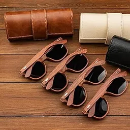 MERISHOPP Wood Sunglasses Supplies Accessories with Glasses Case for Sports Beach Home Black | Sports Equipment | Outdoor Sports Gear | Exercise Gear-image-4