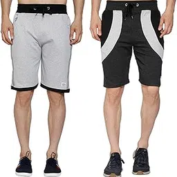 gyrfalcon Cotton Blend Casual Cut and Sew Pattern Shorts, Zipper SidePockets, Knee Length, Stretch Fit Shorts for Men(Pack of 2)-picture-10