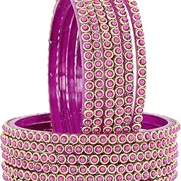 zulka Glass Bangles Set For Women & Girls with Golden Beads & Pearls Moti Work | Designer Kanch ki Chudiyan | Girl's Bangles Bracelet | Glass Bangles For Daily, Wedding, Party, Jewellery- Set of 12-picture-20