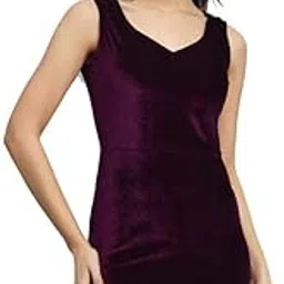 vaararo Sleeveless Bodycon Party Dress for Women | Shiny Velvet V-Neckline Stylish Outfit-picture-16