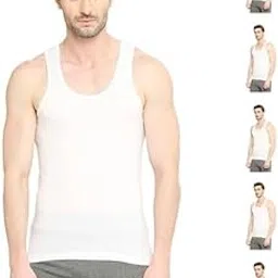 VIP Bonus Premium Men's Vest Cotton RN Sleeveless Size 90, Pack of 6 White-image-49