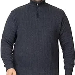 colorchakra Plus Size Wool Cardigan for Mens Half Zip Woollen Sweater 2XL to 5XL-picture-46