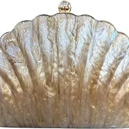 Women’s Shell Clutch Evening Bag – Pearl Acrylic Seashell Shape Party Purse with Detachable Golden Chain for Wedding, Cocktail, Prom & Special Occasions-picture-50