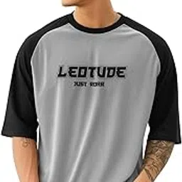 leotude Men Grey Reglan Oversized T-Shirt Material Blended Cotton-picture-45