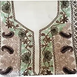 kashmir gallery Women Cotton Suits with Kashmiri Embroidery Unstitched Dress Material Salwar Suits -White-7-picture-23