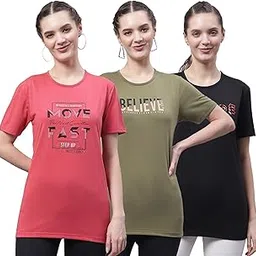 mack jonney Round Neck Cotton Plain & Printed Regular Fit T-Shirt for Women (Pack of 3)-picture-31