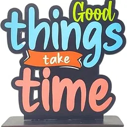 SWETVIBES Wooden Wall Art Sign, Good Things Take Time, Multicolor, Motivational Home Decor, Rectangular, 15 x 15 cm, with Mounting Hardware-picture-23